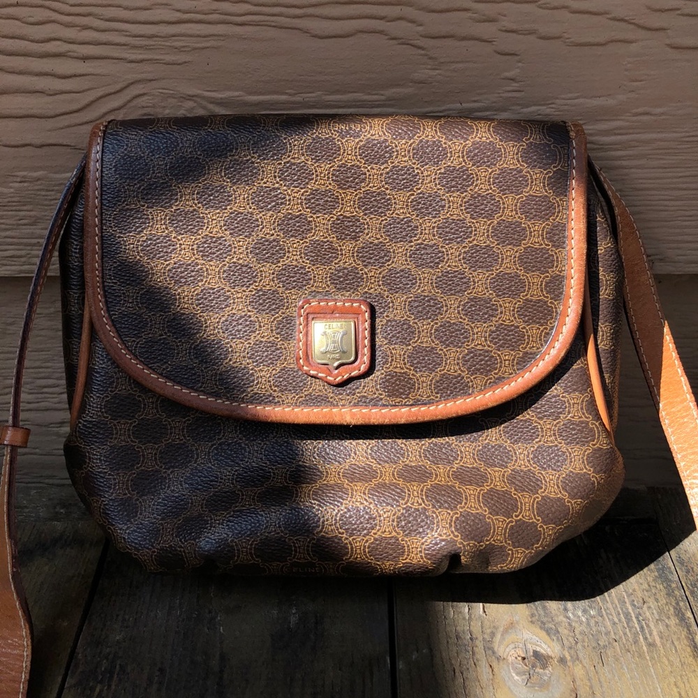CELINE Shoulder Bag  Browns Macadam PVC 1512161